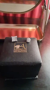 14 carat white gold diamond earrings - Picture 1 of 5