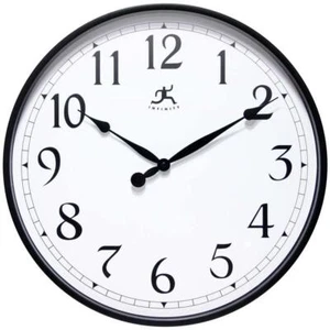 Infinity Instruments Wall Clock 18" Black Office Silent Movement Quartz Movement - Picture 1 of 5