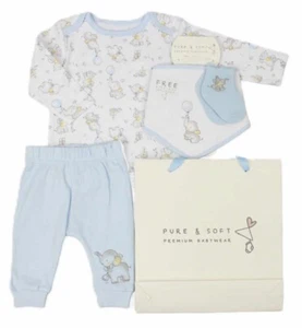 CONJUNTO DE REGALO ROPA BEBÉ NIÑO LINDO ELEFANTE AZUL CONJUNTO BEBÉ 0-6 MESES - Imagen 1 de 2