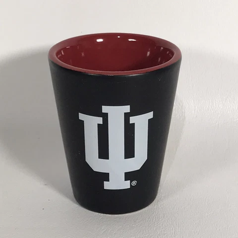 New Indiana University 2oz. Shot Glass Black Matte IU Logo NCAA Red Inside Cover