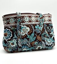 Vera Bradley Java Blue Quilted Shoulder Bag Purse Brown & Blue