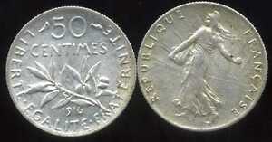 FRANCE 50 centimes SEMEUSE 1916 ARGENT ( etat )