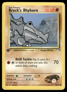 Pokemon Tcg WOTC NM Brock's Rhyhorn [1st Edition] #70 Gym Heroes - Picture 1 of 2