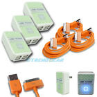 3X 4 USB PORT WALL ADAPTER+6FT CABLE POWER CHARGER ORANGE FOR IPHONE IPOD IPAD