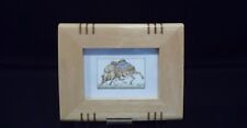 INDIAN SIGNED MINIATURE FRAMED WATERCOLOUR  OF CAMELS FIGHTING