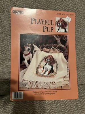 Leisure Arts 83075 Playful Pup Cross Stitch 1993 Designer Mary Ellen Yanich - Image 1 of 2