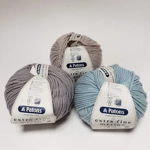 Patons Extra Fine Merino Yarn Beach Mix 50g X 3 Blue Gray - Picture 1 of 8