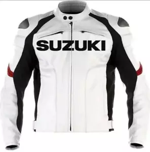 SUZUKI GSXR MEN MOTORBIKE LEATHER JACKET MOTORBIKE JACKET RIDER RACING JACKET - Picture 1 of 4