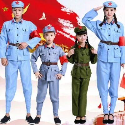 Children Kids Adults Chinese Liberation Army Costume Jackets Pants Uniform Suits - Image 1 of 4