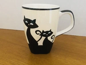 Hues N Brews Siamese Cat Mug Coffee Cup Cream Color Black Cats with Paw Prints - Picture 1 of 6