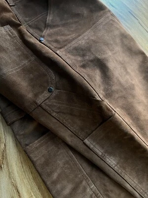 Polo Ralph Lauren Black Label Suede Leather Carpenter Pants Autumn RRL Style - Image 1 of 4