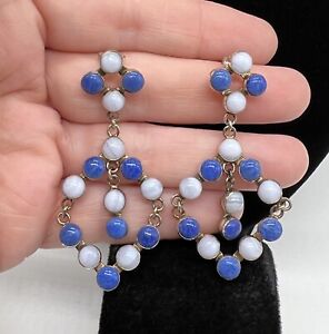 Jay King Sterling Silver Blue Lace Agate & Blue Lapis Chandelier Earrings 15.6 G