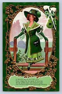 Postal J97/Día de San Patricio c1910 Mujer Bonita Elegante 67 - Imagen 1 de 4