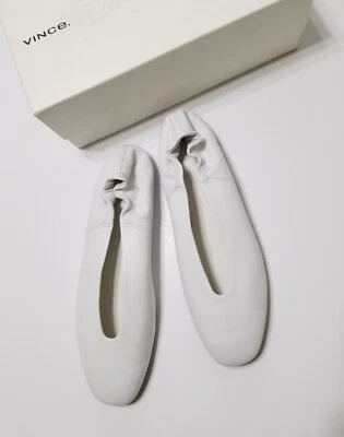 Nuevo en caja Vince Lorelle zapatos planos de ballet de cuero en blanco talla US 9,5 $295 Foto 1 de 4
