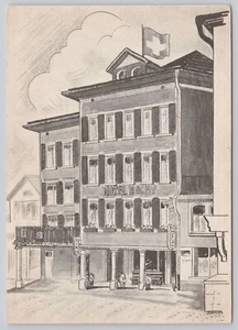 Appenzell Suiza, Hotel Hecht, Publicidad, Postal Vintage - Imagen 1 de 2
