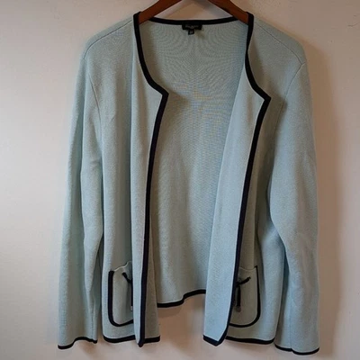 Talbots Women's Mint Green Cotton Knit Sweater Blazer Jacket Cardigan 2X - Image 1 of 4