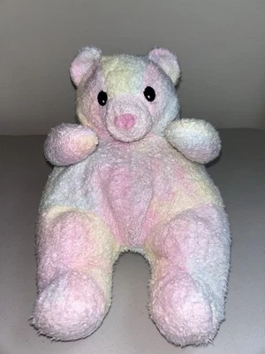 Ty 1999 Rainbow Tie Dye Pastel Bear Baby Soft Fuzzy Plush Rattle Lovey 11” VG - Image 1 of 4