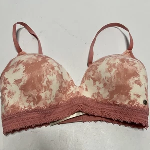 Reggiseno Lucky Brand rosa/bianco con cravatta a vortice leggermente imbottito con accenti di pizzo 34C - Foto 1 di 12