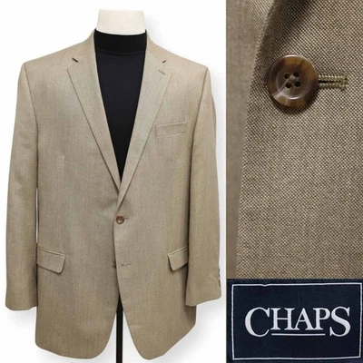 CHAPS Hombre Marrón Sólido Tostado Dos Botones Abrigo Deportivo Traje Chaqueta Blazer 48 L Foto 1 de 4