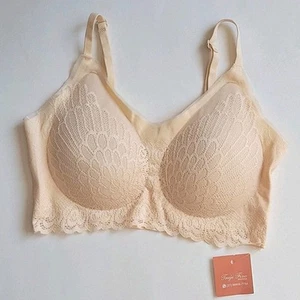 Bralette Women Medium Bra Lace Remove Padding Adjustable Straps Nude Pull Over - Picture 1 of 13