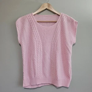 Puderrosa Zopfmuster Flügelärmel Pullover Größe Medium Crop Boxy Top  - Bild 1 von 5