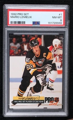 1992-93 Pro Set Mario Lemieux #1 PSA 8 HOF - Image 1 of 2