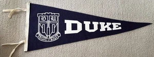 Vintage Duke Blue Devils soft felt Pennant w/ 4 ties . Thumbtack Holes - Picture 1 of 4