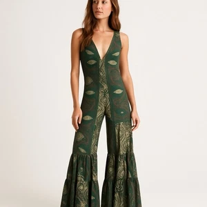 EARTHBOUND Mono Niveles Pierna Ancha Hippie Boho Bohemio Floral Retro MEDIANO - Imagen 1 de 9