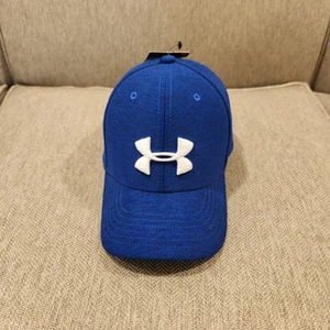 Under Armour Hat Youth SM/MD Fitted Heatgear Royal Blue/White Embroidered Logo - Picture 1 of 11