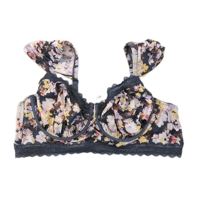 Torrid Underwire Longline Cap Sleeve Bra Size 3 Blue Floral - New - Image 1 of 4