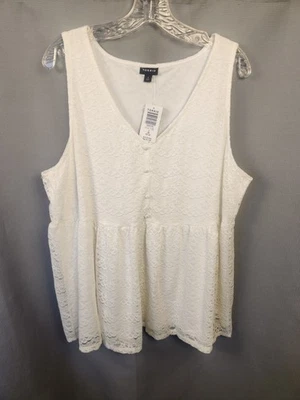 Camiseta sin mangas Torrid Babydoll de encaje con cuello en V para mujer talla 3 forrada en crema nueva con etiquetas Foto 1 de 4