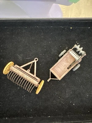 Vintage Dinky Toys Manure  Spreader and Rake Diecast Model 2 Pieces - Image 1 of 4