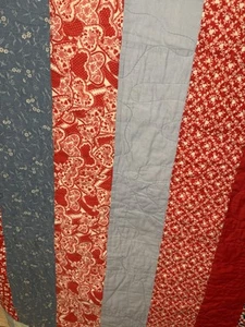 Vintage Handmade Patchwork Quilt Queen FLAW - Bild 1 von 21