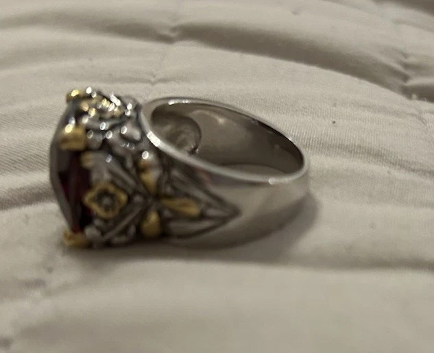 Anillo De Colección Brighton Grueso Metal Mujer Multifacético Granate Piedra Icónico Talla 7 Foto 1 de 4