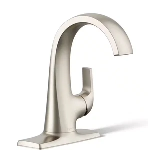 KOHLER Cursiva Single Handle Single Hole Bathroom Faucet, Vibrant Brushed Nickel - Picture 1 of 4