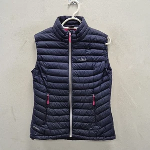 RAB Women's Microlight Down Puffer Vest Gilet Pertex Nikwax Navy Size UK 8 - Picture 1 of 7