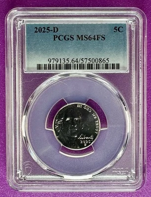 2025 D 5c Jefferson Nickel PCGS MS64FS (865) - Image 1 of 2