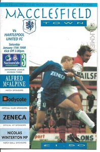 Football Programme MACCLESFIELD TOWN v HARTLEPOOL UNITED Jan 1998 - Picture 1 of 1