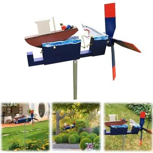Whirligigs for Garden, Wooden Funny Jaws Disaster Whirligig - Funny Garden Decor - Picture 1 of 9