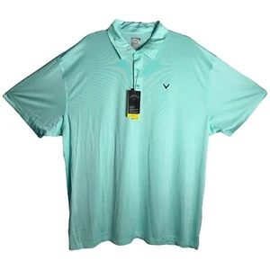NWT Callaway Mens Polo Swing Tech Opti Dry Mint Green Micro Stripe Golf Tee 2XL - Picture 1 of 6