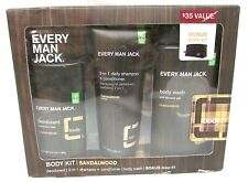 Every Man Jack Body Kit Sandalwood NEW Deodorant Body Wash Shampoo Conditioner +