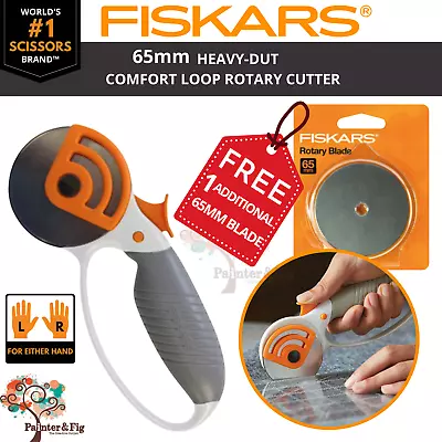 Fiskars Genuine Rotary Cutter 65mm Comfort Loop Batting Wadding Left Right Hand • 26.16€