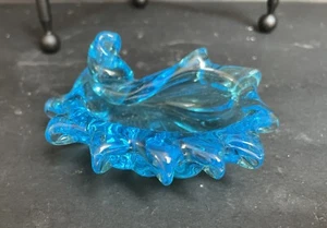 3.75"l x 3"w Murano Blue Glass Shell Trinket Dish - Afbeelding 1 van 7