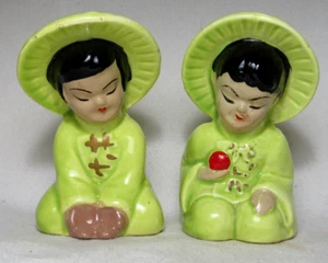 Vintage Asian Chinese / Japanese Boy & Girl Salt & Pepper Shaker - Picture 1 of 9
