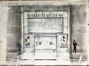Mid Century Chicago World Playhouse 1950 Architect John J.NcNamera Orig Sketch - Picture 1 of 2