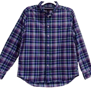 Ralph Lauren Boys LS Plaid Button Down Shirt Blue Green Sz 14-16 Preppy Dress - Picture 1 of 12