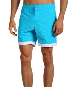 New Mens Lacoste Croc Logo Retro Piped Blue Swim Surf Trunks Board Shorts XL - Picture 1 of 4