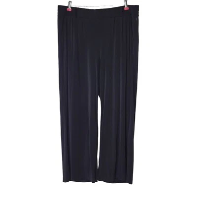 Calça Torrid perna larga tamanho 2 2X preta elástica cintura puxar casual elástica - Imagem 1 de 4