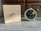 NOS SMALL 2.5” VINTAGE 1900s WIND-UP JUBA ALARM CLOCK MADE IN GERMANY WITH BOX