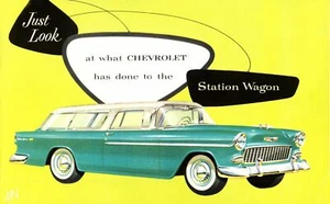 1955 Chevy Nomad Showroom Wall Illustration 12 x 19 Giclee print - Picture 1 of 1
